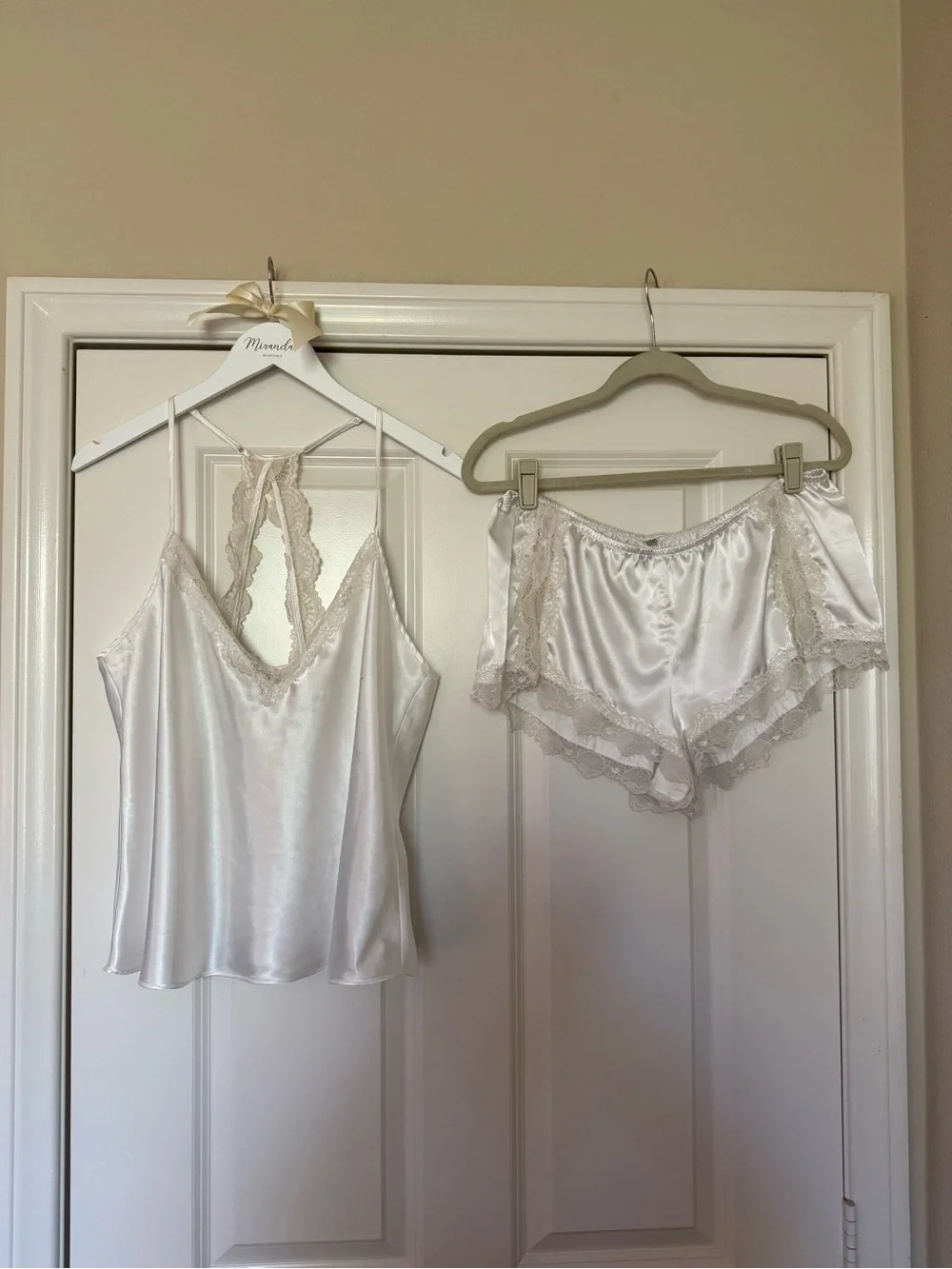 In Bloom White Satin Lace Cami & Short Sleep Set